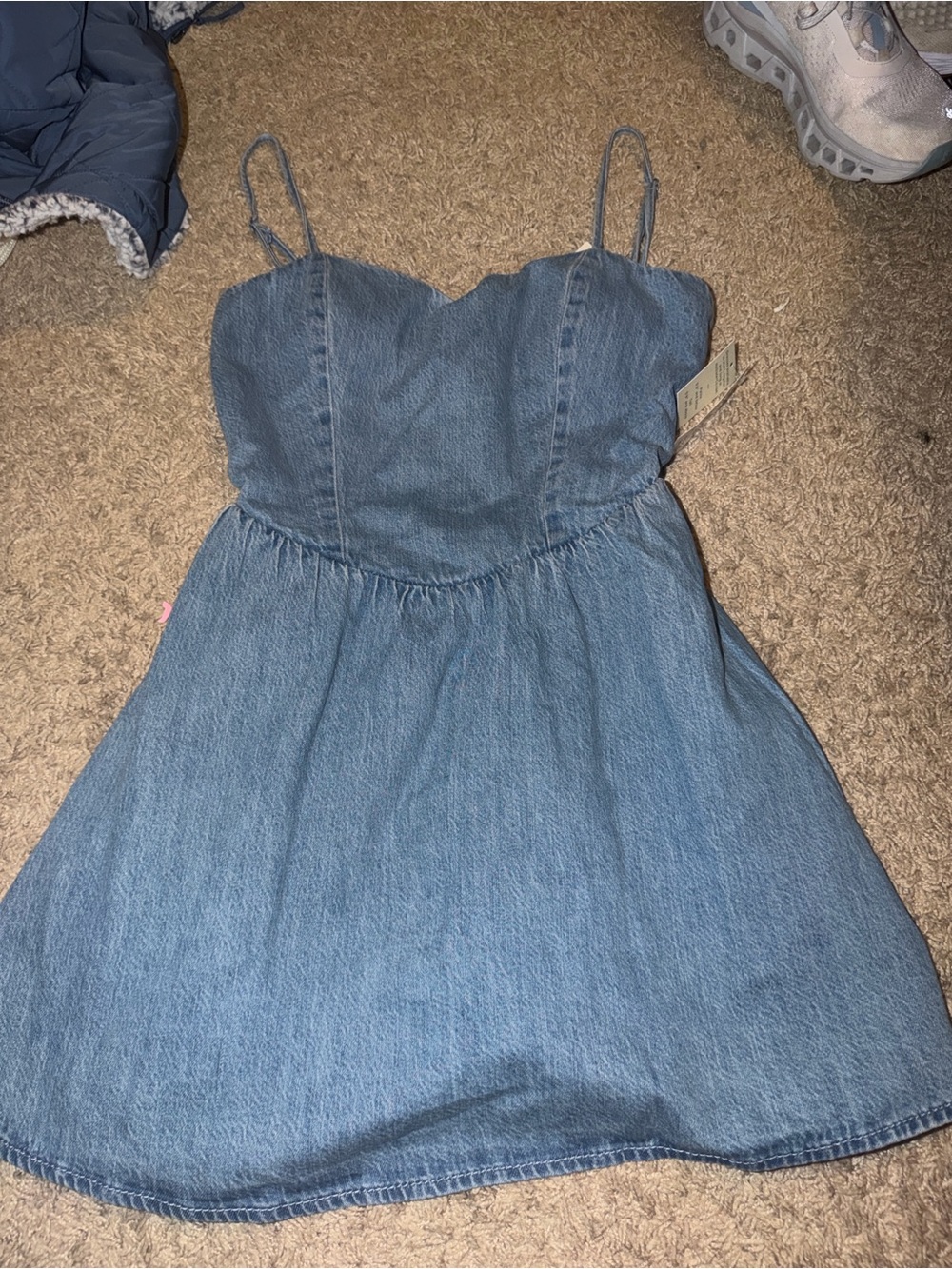Hollister Light Blue Denim Spaghetti-Strap Sundress